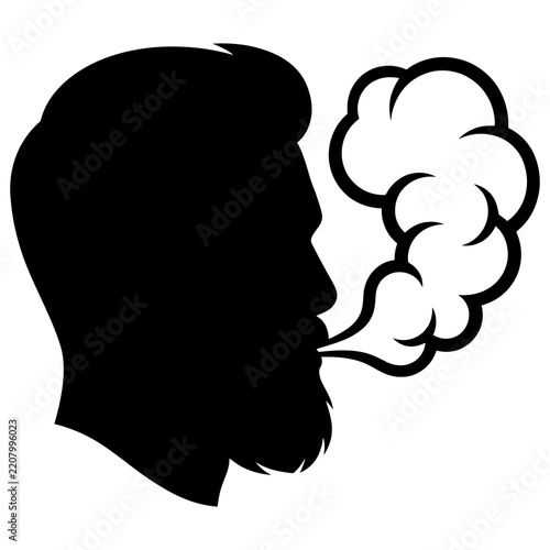 No Smoking Day, male silhouette exhaling smoke in profile with copy space
