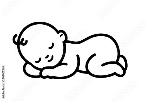 Sleeping Newborn baby icon or logo