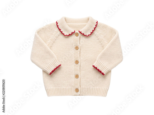Cream Knitted Baby Cardigan With Trim