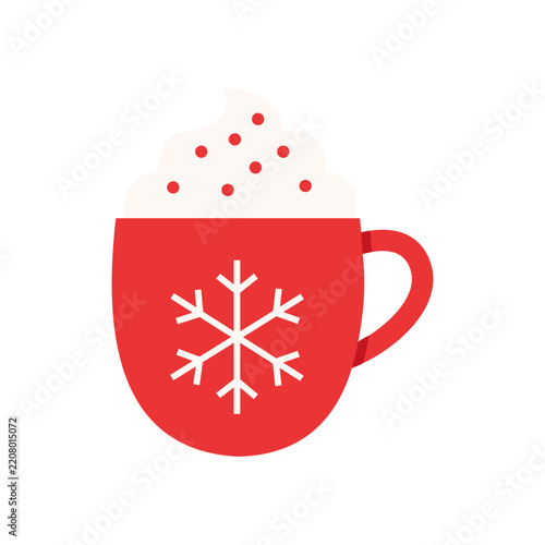 Christmas Mug With Snowflake And Whipped Cream Icon