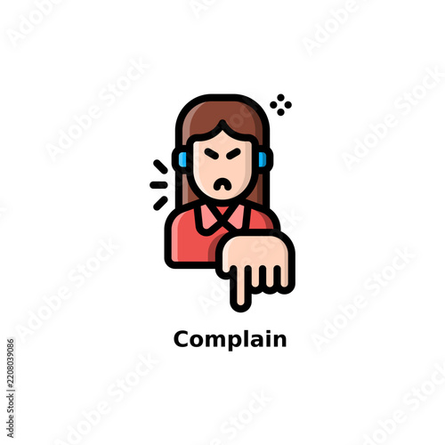 User complain to costumer service outline colored icon