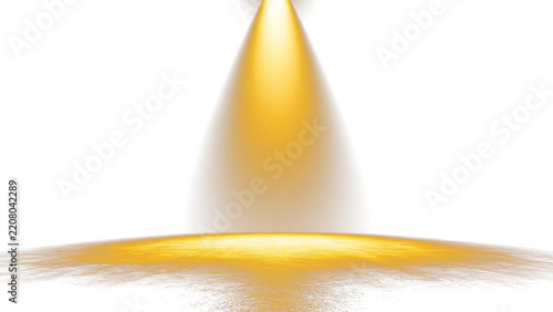 Bright yellow stage spotlight beam on textured floor transparent overlay.
