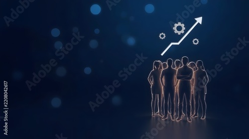 Business team meeting with growth and success concept on digital background