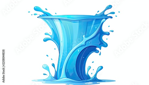 Dynamic blue water splash frozen in motion.