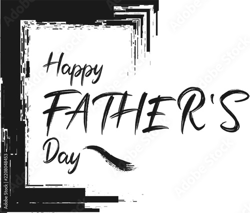 Happy Father's Day Black and White Typography Greeting Card Design with Decorative Frame