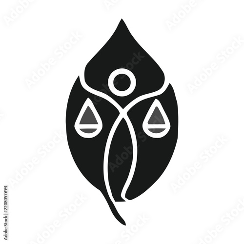 Eco Law Leaf Logo with Scales of Justice, Sustainable Legal and Nature Vector Icon
