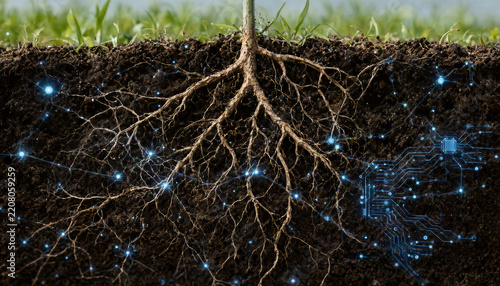 Infographic concept map illustrating regenerative agriculture and sustainable soil health data