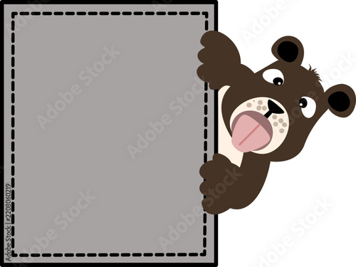 Cute bear peeking out of a pocket illustration