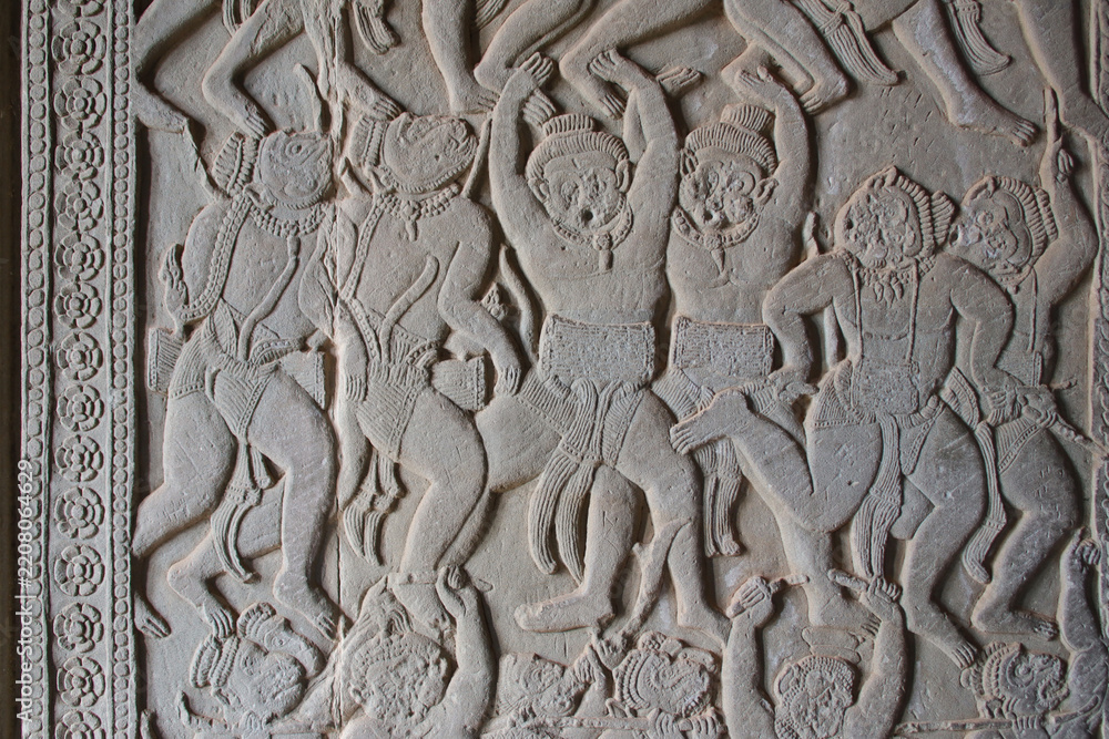 Obraz premium ruined khmer hindu and buddhist temple (angkor vat) in angkor in siem reap in cambodia 