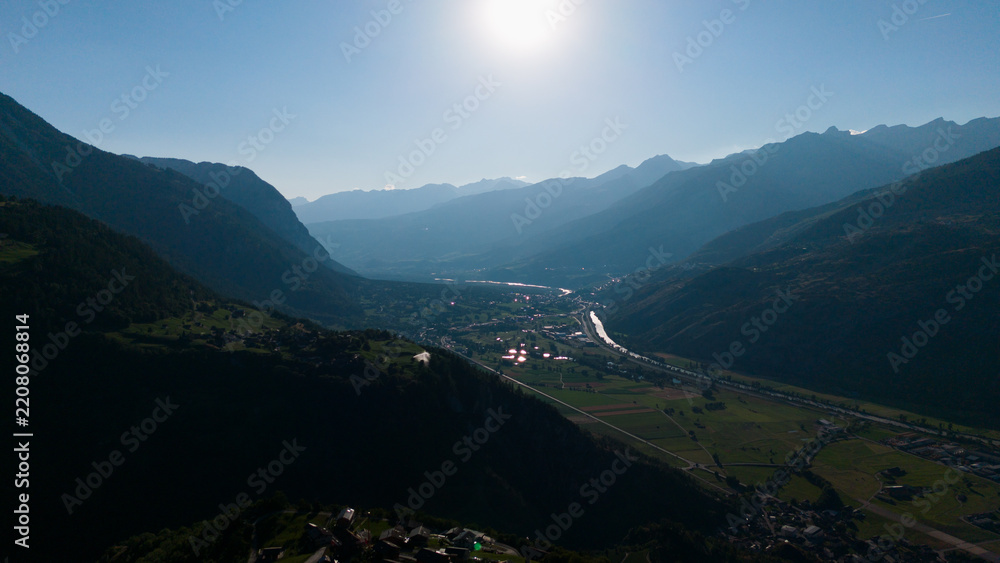 Obraz premium alpine landscape panorama in the evening, mountain