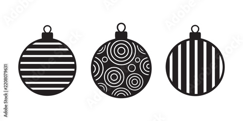 A captivating collection of monochrome christmas ornaments showcasing intricate patterns and designs embodying the spirit of the festive season and winter holidays