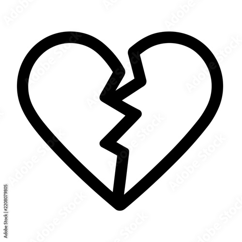 Minimalist broken heart breakup vector icon