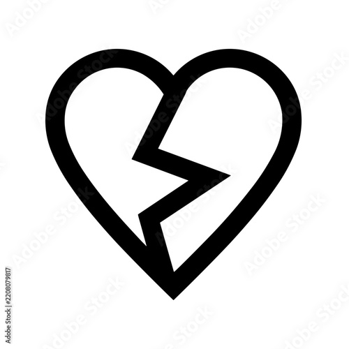 Minimalist broken heart breakup vector icon