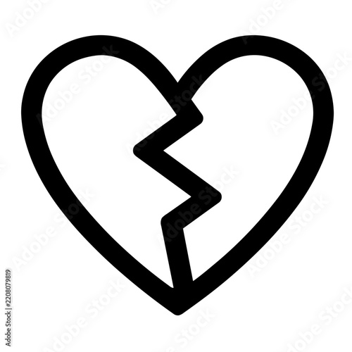 Minimalist broken heart breakup vector icon