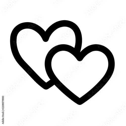 Minimalist double heart love vector icon