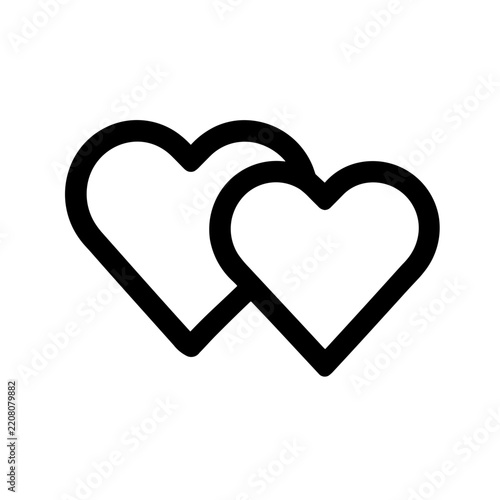 Minimalist double heart love vector icon