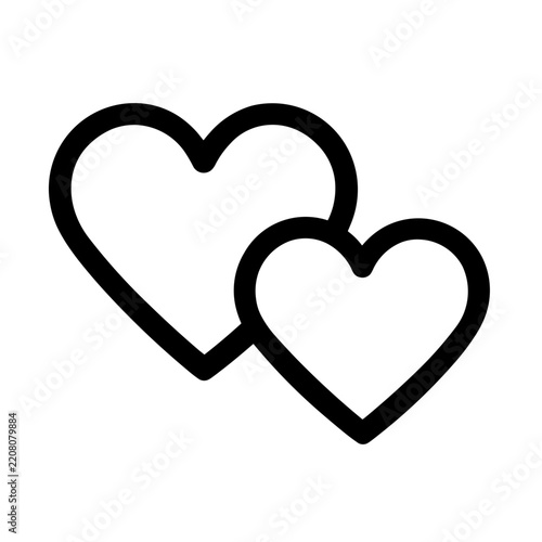 Minimalist double heart love vector icon