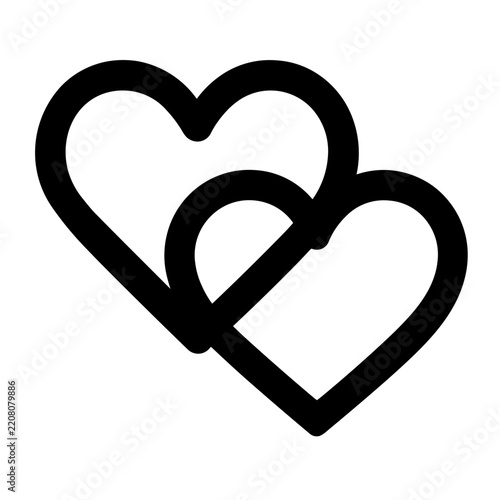 Minimalist double heart love vector icon