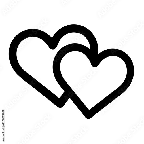 Minimalist double heart love vector icon