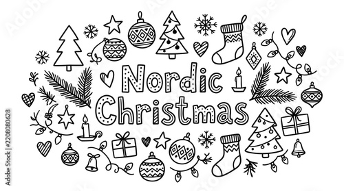 Nordic Christmas Doodle Illustration Set