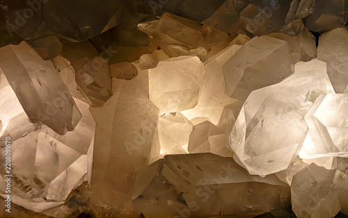 Cluster of illuminated rock crystals from the Austrian alps