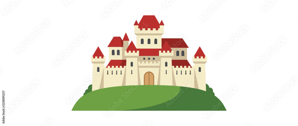 Obraz premium Fantasy Castle Illustration Isolated on Transparent Background