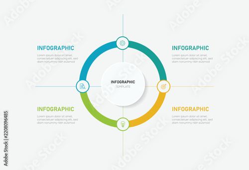 Abstract elements of graph infographic vector template. Modern Infographic chart 4 steps presentation. Vector Illustration	