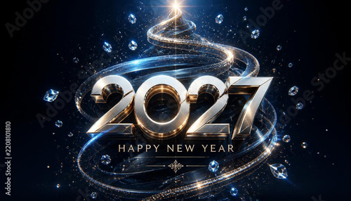 Happy New Year Greeting Card with Elegant Festive Design