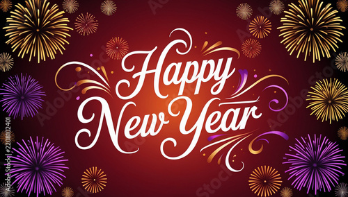 Happy New Year Greeting Card with Elegant Festive Design
