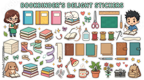 Creative Bookbinding Stickers Set.