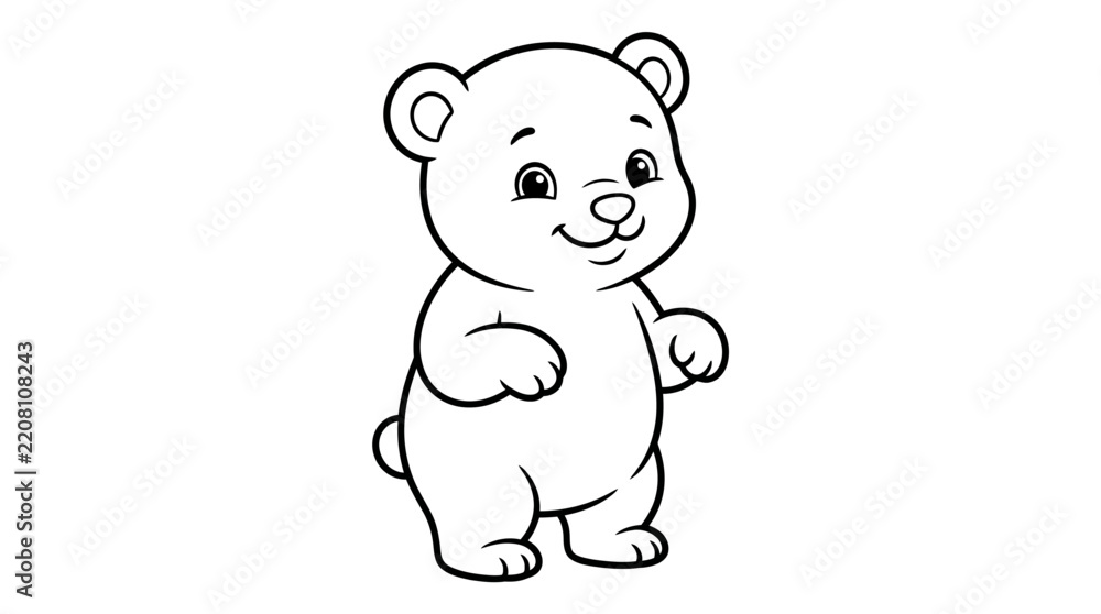 Obraz premium Cute Little Bear Coloring Page for Kids