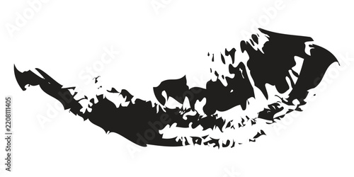 A bold, abstract black brush stroke forming a partial circle, reminiscent of a Zen Enso symbol, on a white background.