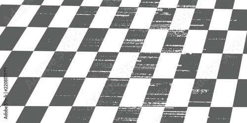 Distorted checkered pattern black and white background design - wavy effect illusion modern vector