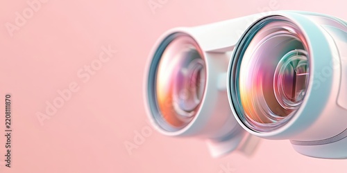 Futuristic device with vibrant lenses, symbolizing virtual reality, digital world, and new dimensions. Concept of advanced technology.