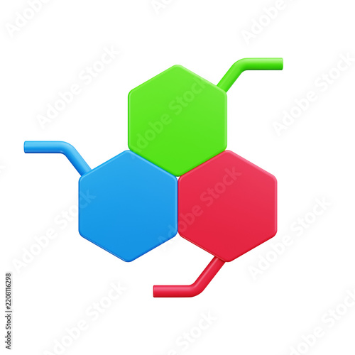 Fotografie 3D Benzene Chemical Molecular Ring