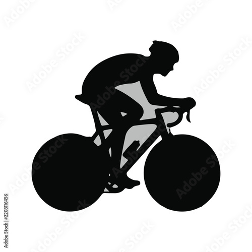 Cyclist Riding Racing Bike Silhouette, Man Bicycle Rider Triathlon Sports Vector Illustration