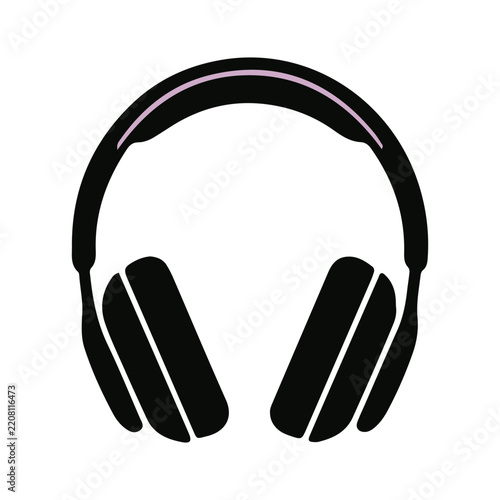 Over Ear Audio Headphones Icon, Wireless Gaming Music Headset Vector Illustration