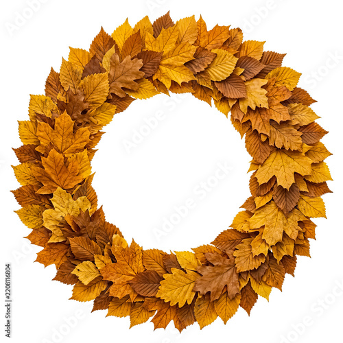 Elegant Golden Autumn Leaf Wreath with Open Center