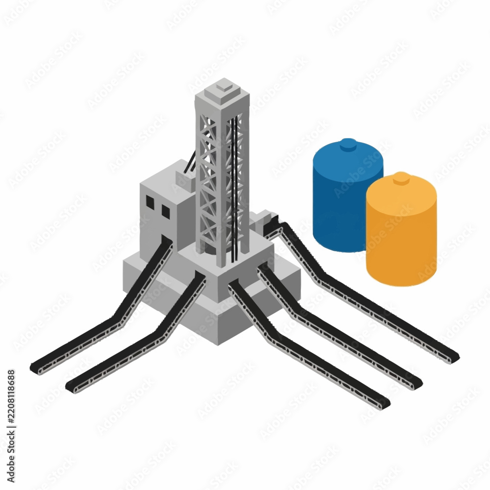 Obraz premium Gray Lego Robot Arm Sorting Colorful Cylinders.