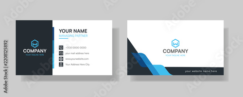 Corporate Business Card Layout Template with Creative Blue Geometric Accents