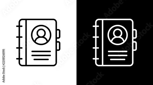 Contact Book White Icon Set Design