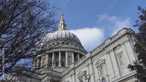 St Pauls Cathedral Dome Behind Bare Autumn Trees in London