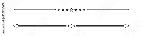 Decorative page line divider vector star ornament border accent outline rules separator set elements isolated on white background