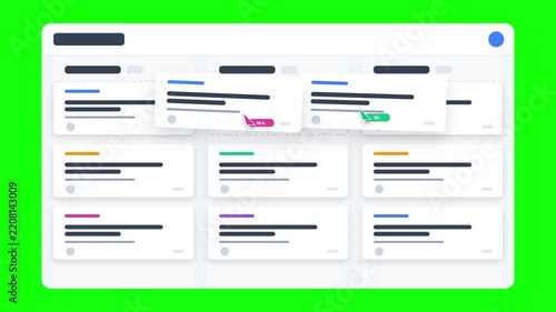 Dynamic Kanban Board Task Management Interface with Animated Interaction