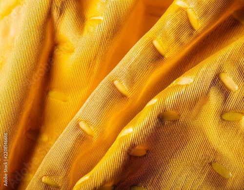 texture macro photo of yellow soccer fabric
