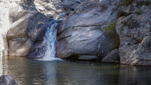Obraz na plátně "la olla" small waterfall and crystal clear mountain water pond in La Cumbrecita, Cordoba, Argentina