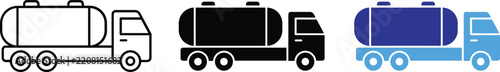 Petroleum oil tanker truck freight transport flat design vector icons illustration set