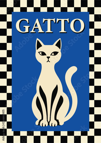 A3 modern poster CMYK print ready file. Gift. Cat