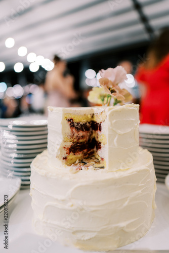 Elegant Two Tier Wedding Cake with Floral Decoration