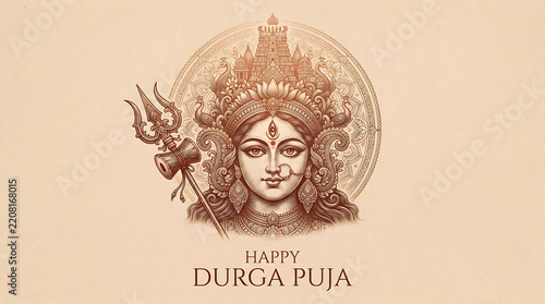 Happy Durga Puja Wishes Banner for Celebrating Faith, Tradition, and Divine Blessings.